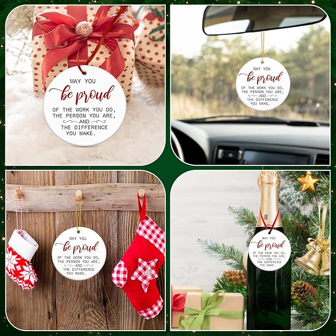 OASSIE Christmas Employee Appreciation Gifts for Coworkers - Ceramic Christmas Ornaments 2025 for Tree Decorations - Inspirational Gifts for Women Boss Lady Teachers, Retirement Gift for Woman