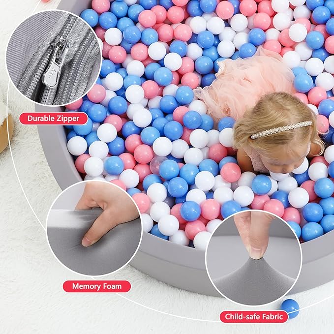 Wilwolfer Foam Baby Ball Pit for Toddlers: 47 x 14.5 inch Extra Large Kids Ball Pit, Indoor Outdoor Babies Playpen, Kids Soft Play Toys, Birthday Gift for Girl Boy - Balls Not Included