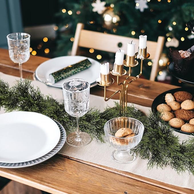 RECUTMS Artificial Garland 1pcs Fake Vines Ivy Greenery Stiff Leaves Plants Table Decor Faux Hanging Plastic Plant for Indoor Outdoor Home Party Wall Mantle (Green H)