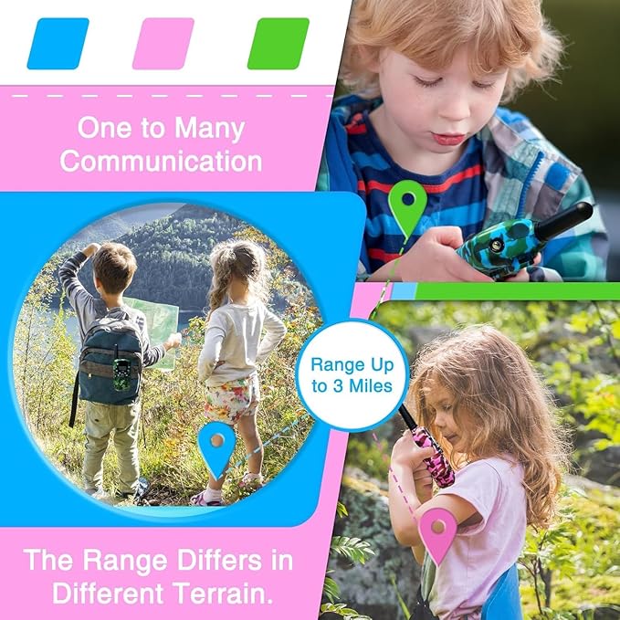 Walkie Talkies for Kids Toys for Boys Girls 4-6, 3 Miles Range Walkie Talkie to Camping, Outdoor 4 Year Old Girl Birthday Gifts for 3 4 5 6 7 Year Old Boy Girl Gifts Age 6-8 (Camo)