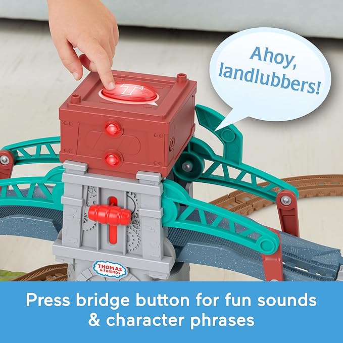 Thomas & Friends Toy Train Set Talking Bulstrode & Which-Way Bridge Track Playset with Sounds & Percy Engine for Kids Ages 3+ Years