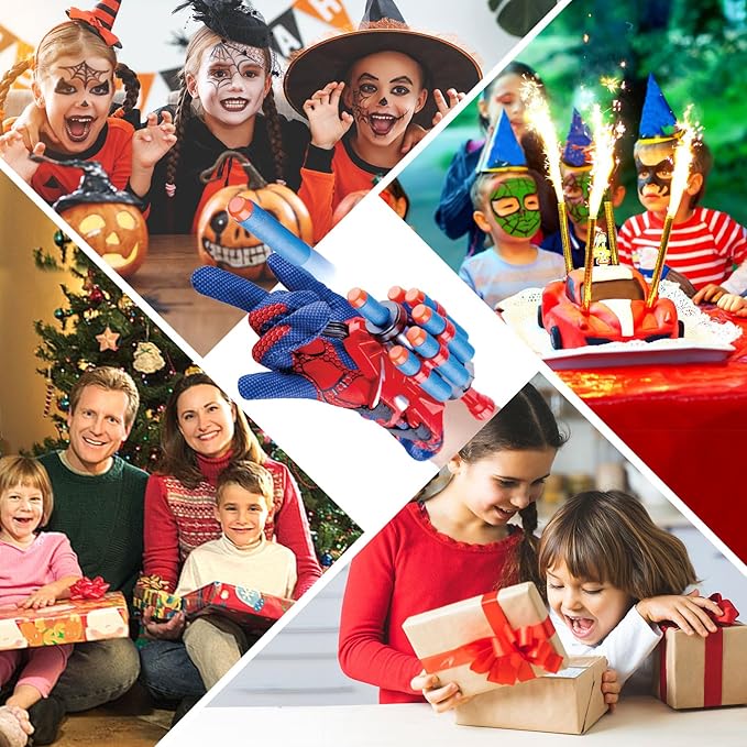 Superhero Wrist Shooter for Kids: 2 Sets Wrist Shoots Toys, Superhero Cosplay Toy Kids Capes and Mask Set Spider Toys for Boys 4-6, Role-Play Costume for Boys and Girls 3-8 Gifts