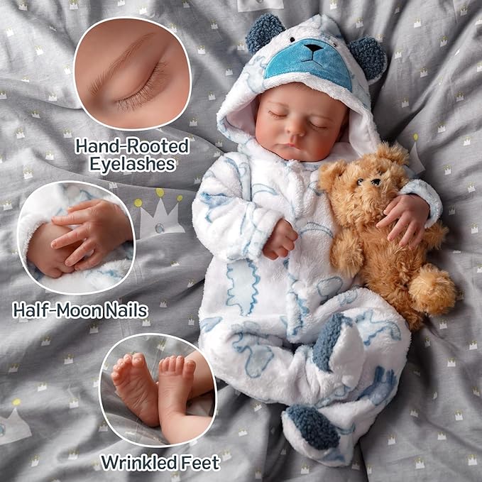 BABESIDE Reborn Baby Dolls Boy, 20 Inch Lifelike Newborn Real Life Poseable Realistic Doll for Boy Soft Vinyl and Cloth Body Baby Dolls with Clothes and Toy Gift for Kids Age 3+