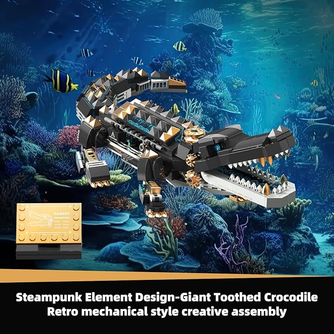 541 Piece Crocodile Building Sets,Sea Creatures Creative Model Building Kit,STEM Dinosaur World Park Building Toy, Mechanical Animal Brick Set,Christmas Birthday Gifts for Boys,Teens, Adults