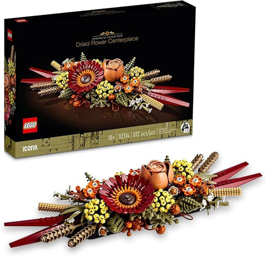LEGO Icons Dried Flower Centerpiece Building Set - Artificial Flowers for Dinner Table Centerpieces, Adults Ages 18+ - Floral Home Decor - 10314