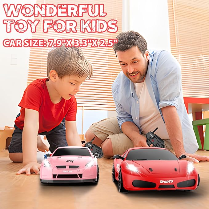 RC Drift Car, 2.4ghz 1/24 High Speed Remote Control Car RC Cars Drifting RC Car Racing Car Model Vehicle, 4WD Racing Car Toy Car with LED Lights for Boys Girls Adults (Red)