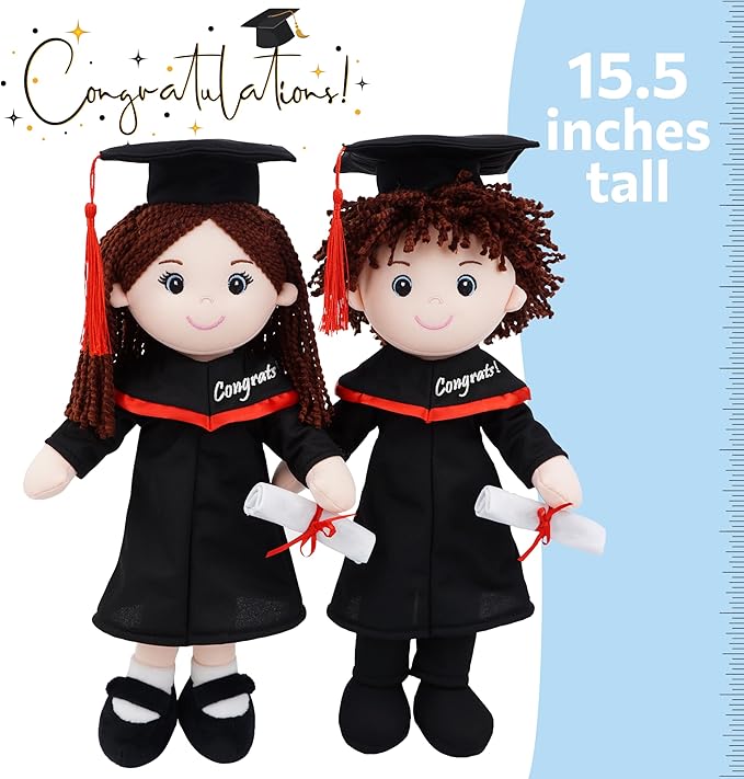 June Garden Snuggle Cuties 15" Graduation Gifts - Soft Plush Dolls with Cap and Gown - Gifts for Preschool and Kindergarten Graduation Day - Boy M