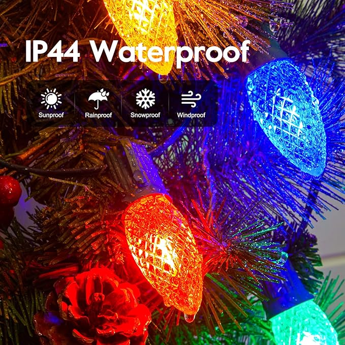 Minetom C9 LED Commercial Outdoor Christmas Lights – 150 FT Heavy Duty Christmas String Lights, Waterproof Connectable UL Certified Multicolor C9 Lights for Indoor Roofline Xmas Decor