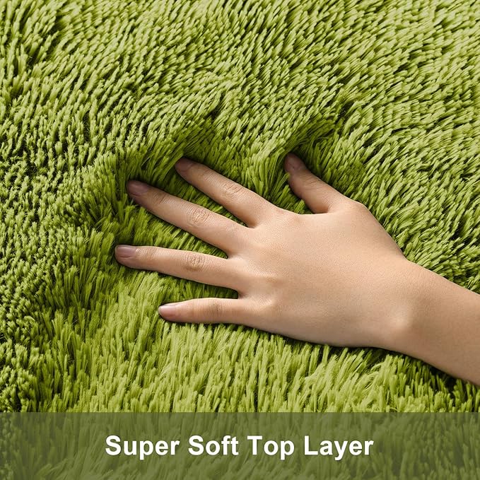 Ophanie Green Rugs for Living Room 5x8, Grass Shag Fluffy Large Fuzzy Plush Soft Carpets, Floor Shaggy Area Rugs for Bedroom, Carpet for Kids Boys Girls Dorm Nursery Home Decor Aesthetic