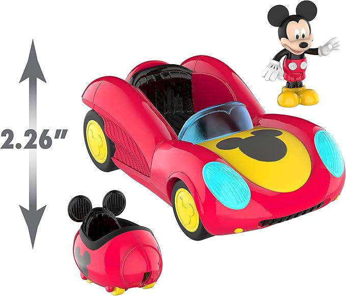 Disney Junior Mickey Mouse Funhouse Transforming Vehicle, Mickey Mouse, Red Toy Car, Preschool, Kids Toys for Ages 3 Up by Just Play