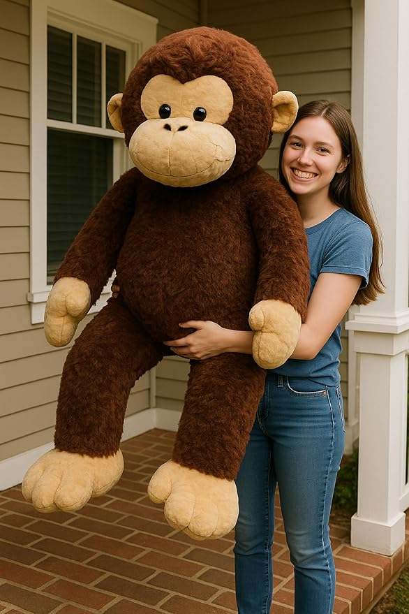 Big Plush Giant Stuffed Monkey - Large 4-Foot Extra-Soft Jumbo Plush Animal - 48 Inches / 122 Centimeters - Huge-Sized Gigantic Animals - Oversized Monkeys - Hug This Full-Size Pet Ape