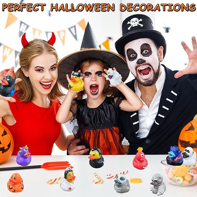 24 Pcs Halloween Rubber Ducks,Halloween Ducks Bath Toys for Kids,Halloween Party Favors Supplies,Goodie Bags Fillers Stuffers for Halloween Decor,Baby Showers,Birthday Gifts(Halloween)