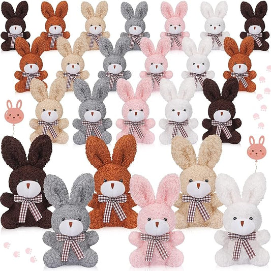 24 Pcs Mini Bunny Plush Bulk Rabbit Stuffed Animal Toy Gift Doll 3.15 Inch Keychain for Girls Boys Teens Adult Gift Box DIY for Baby Shower Wedding Birthday Decoration