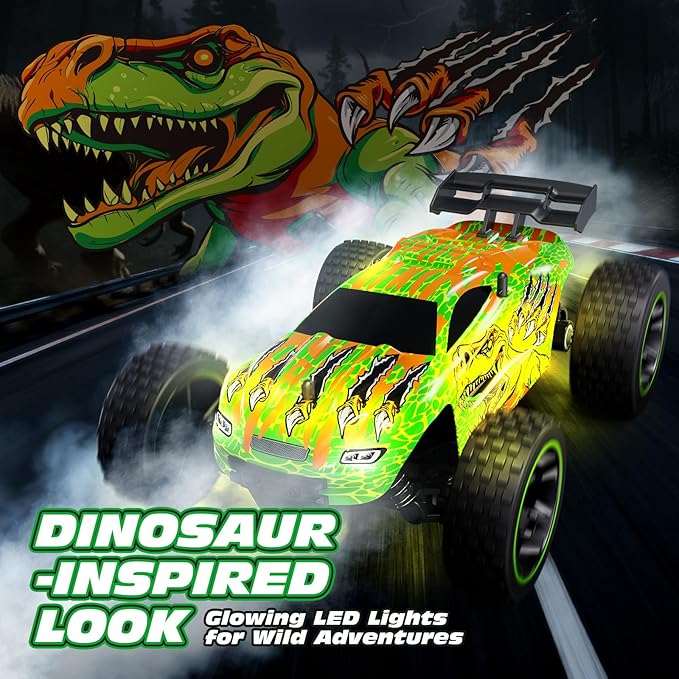 Tecnock RC Cars for Kids, 1:18 Scale 2WD RC Car with USB-C Easy Charging, 2.4GHz Remote Control Car with LED Lights & 50 Mins Playtime, Toys Gifts for Boys & Girls Ages 8-12