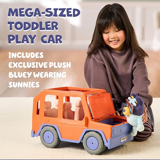 Bluey Big Heeler 4WD Big Car Toy, Interactive, Customizable Toddler Toy Car with Opening Hood Storage, Toddler Cars for Ages 3+