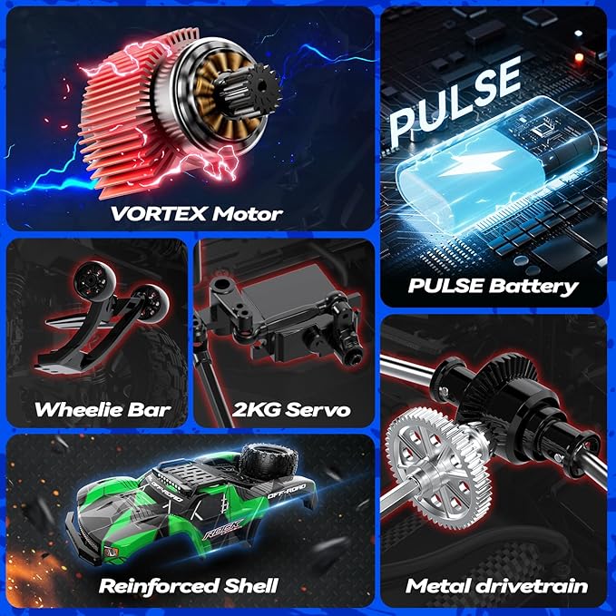 JM Racing 1:12 Fast RC Cars 40KPH 4WD Remote Control Desert Truck, All Terrain Off-Road Monster Truck W/Rechargeable Battery, Waterproof RTR Racing Car W/LED Lights & Spare Tire for Adults Boy & Kid