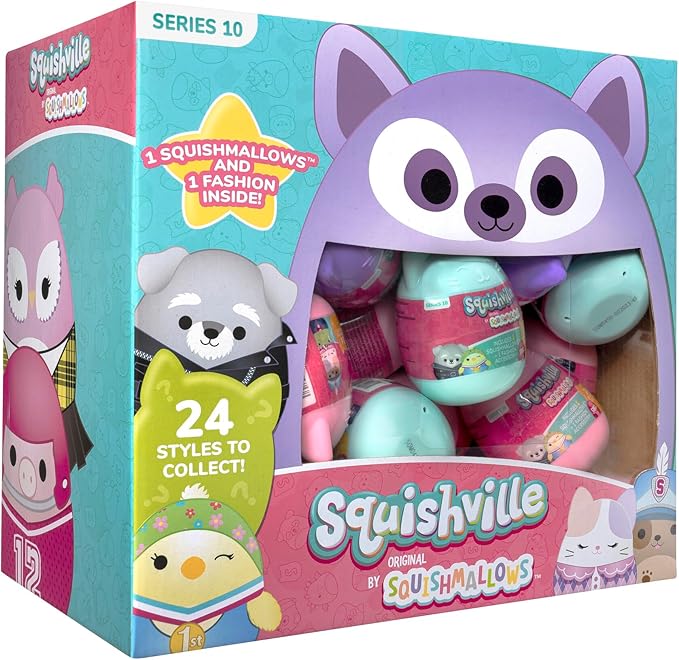 Squishmallows Squishville Series 10 Mini Mystery Plush (24 Pack) Official Jazwares Stocking Stuffer Plush - Collectible Soft & Squishy Blind Capsules - Styles May Vary - Gift for Boys, Girls & Kids