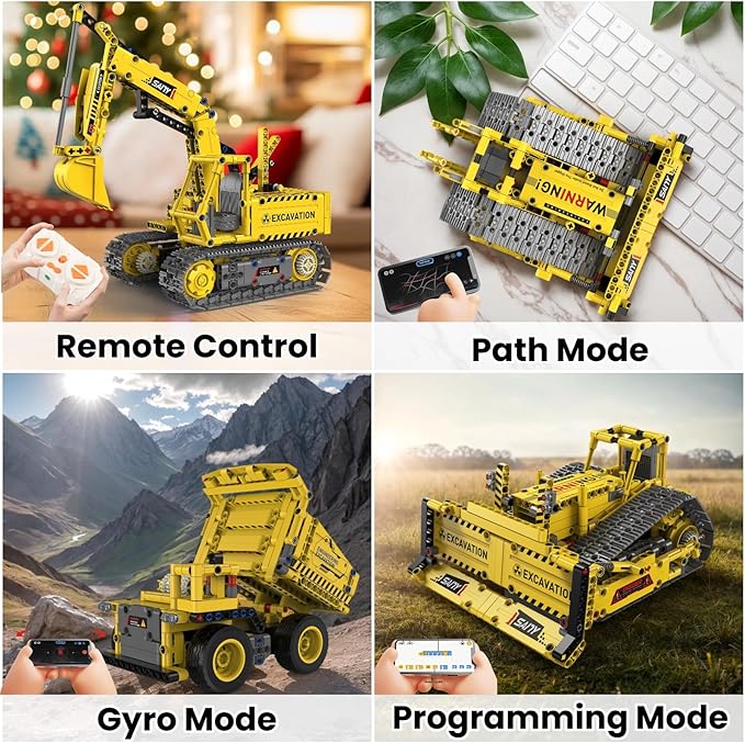 STEM Robot Construction Toys for Kids - Remote-Controlled Excavator Engineering Kit with 555 Pieces, Motor Module, Educational Boys Toys Age 8-10, Science Kits for Kids Age 8-12