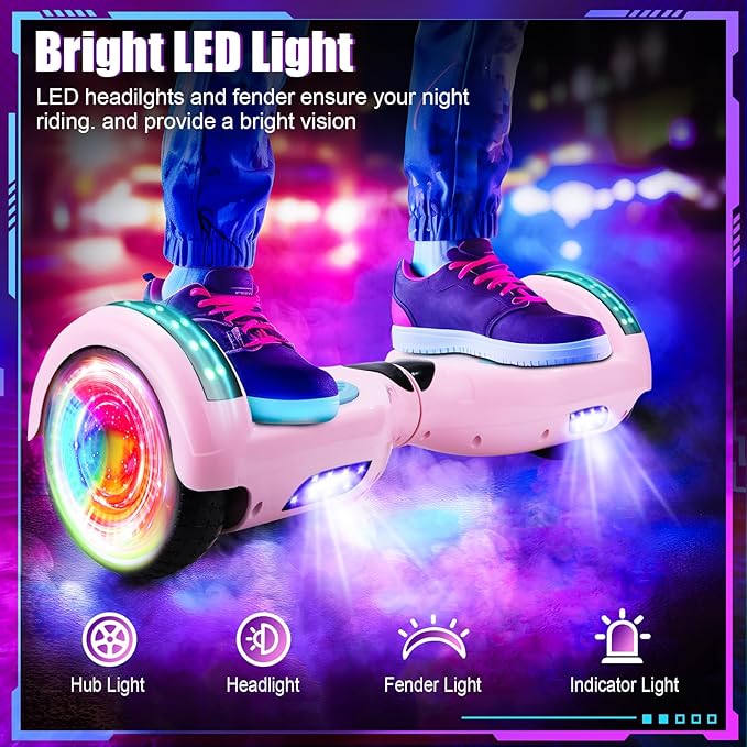 Self Balancing Scooters with Bluetooth & Corlorful LED Lights, Gifts for Kids & Adults & Girls & Boys, for All Ages