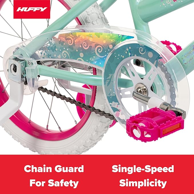 Huffy Illuminate Bike for Girls, 12/16/20 Inch Size Options, Ages 3+ Years Old, Removable Training Wheels (12" and 16" Only), Multiple Color Options, Easy Assembly, Streamers, Adjustable Seat, Durable