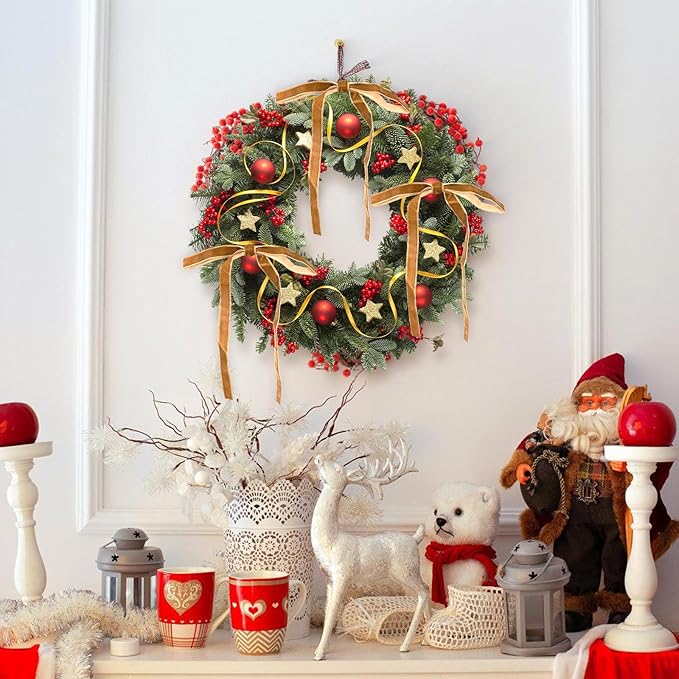 24Pcs Velvet Ribbon 5 x 7 Inch Christmas Ribbon 3/8 Inch Wide Christmas Bows Vintage Velvet Bows for Christmas Tree Camel Bows for Christmas Tree Decorations