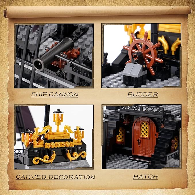 1424PCS Pirate Ship Building Blocks Toys,Creator Architecture CorsairBuilding Set(Not Compatible with Lego Pirates of The Caribbean), Wonderful Choice for 6+ Boys, Girls or Adults