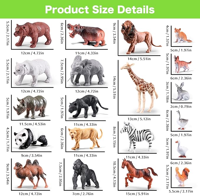 41Pcs Safari Animals Figures Toys–Realistic Jumbo Wild Animals Figurines Plastic African Jungle Animals Playset–Lion,Tiger,Eggs,Trees & Fences–Educational Toys for Kids and Toddlers 3+