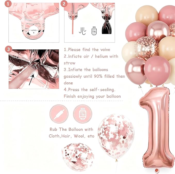 10th Birthday Decorations for Girls, Retro Pink Double Digits 10 Balloon Set Happy 10th Birthday Banner Cake Topper Dusty Pink Nude Confetti Star Balloons for Boho 10 Year Old Bday Party Decoration