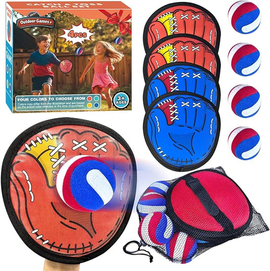 Toss and Catch Ball Game Set – Outdoor Toys for Kids, Toddler Yard & Beach Games, Sticky Ball and Glove Toy, Birthday Gift for Boys Girls Ages 3 4 5 6 7 8 9 10 (Upgraded Version)