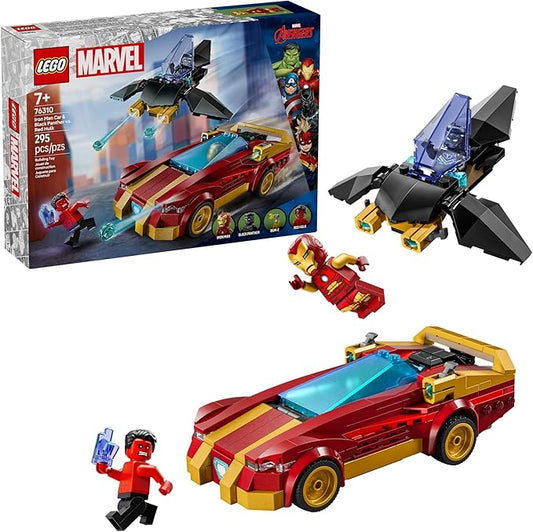 LEGO Marvel Iron Man Car & Black Panther vs. Red Hulk Building Toy - Marvel Superhero Toy for Kids, Boys and Girls, Ages 7+ - with 3 Minifigures - Gift Idea for Birthday - 76310