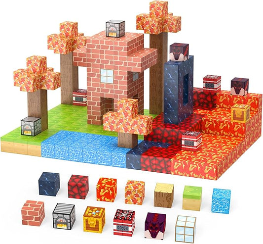 Magnetic Blocks 100 Pcs Magnetic Tiles Building Toys - Construction STEM Sensory Toys for 3-8 Year Old Boys & Girls
