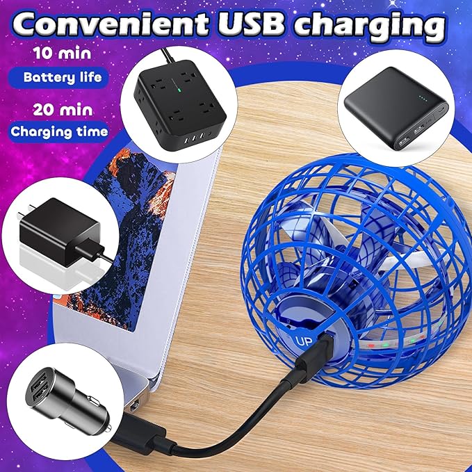 Tikduck Flying Orb Ball 2025 Toys Soaring Hover Pro Boomerang Galactic Fidget Cool Magic Hand Controlled Mini Drone Cosmic Globe Spinner Safe for 6 7 8 9 10+ Year Old Kids Outdoor Toys (Blue)