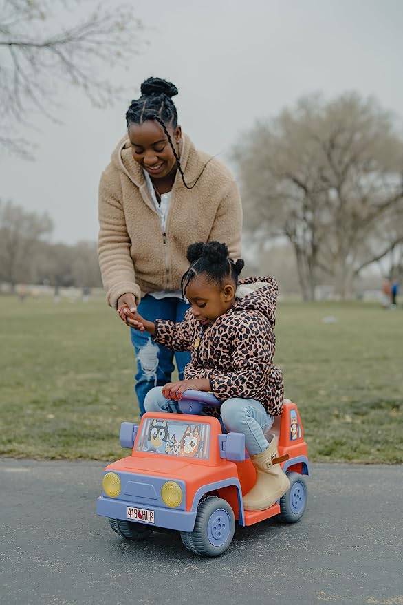 Bluey 6V Ride On Car for Toddlers - Interactive Electric Car for Kids with Sound Effects & Music, Riding Toy for Boys & Girls, Includes 6V Rechargeable Battery & Charger