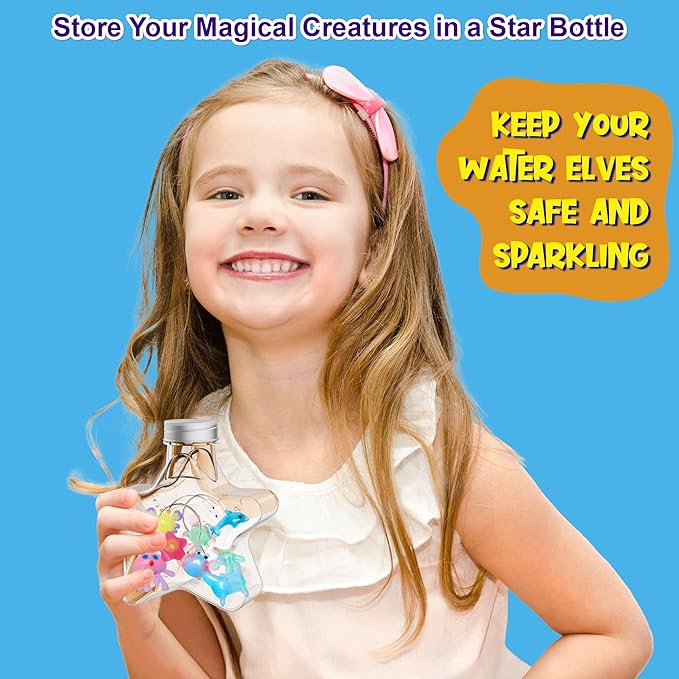 Kiditos Glow in The Dark Magic Water Elf Toy Kit,Aqua Fairy Water Gel Kit-8 Glow Gel&10 Molds-Make Your Own Water Pets&Squishy Toys–Fun Summer DIY Craft Kit,Birthday Gift&Party Favors for Kids Ages 3+