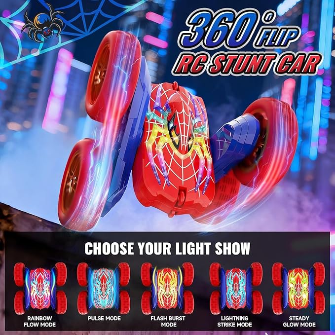 360°Flip Remote Control Car Toys for 3-12 Boy Toys, 4WD RC Cars Double-Sided with Glowing Hero Eyes & Legs, 2.4GHz Drift RC Stunt Race Car, Christmas Birthday Gifts for Boys Age 3 4 5 6 7 8 9 10 11 12