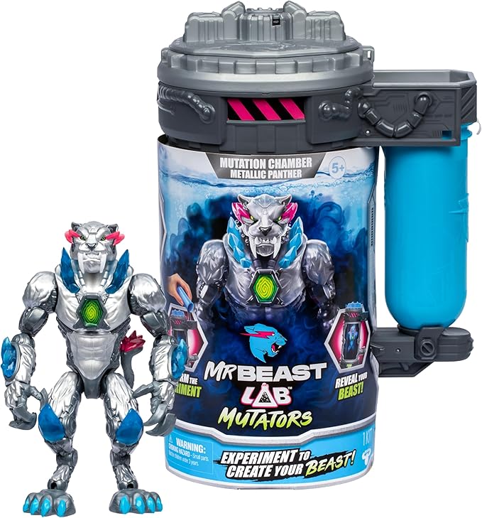 MrBeast Lab Mutators, Mutate The Ultimate Beast Mutators. Perform The Experiment, Release a MrBeast Metallic Panther Action Figure. 3 to Collect!