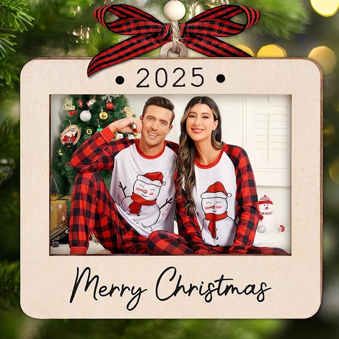2025 Christmas Ornament Picture Frame - Couple Photo Frame Ornaments - Picture Frame Ornament For Tree - Merry Christmas Ornaments With Picture Insert - Christmas Gift For Family, Friends