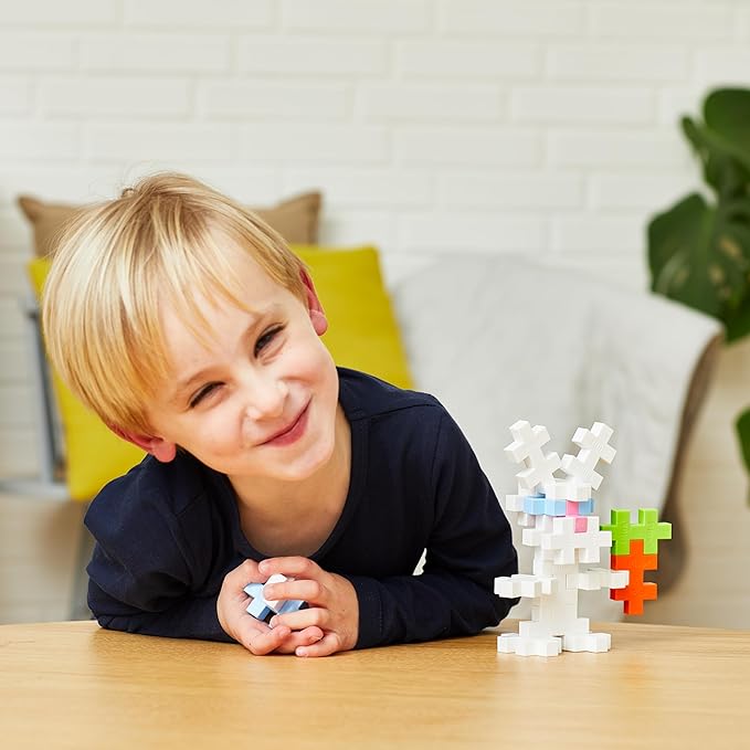 PLUS PLUS Big - 15 Piece Bunny Tube- Construction Building Stem/Steam Toy, Interlocking Large Puzzle Blocks for Toddlers and Preschool