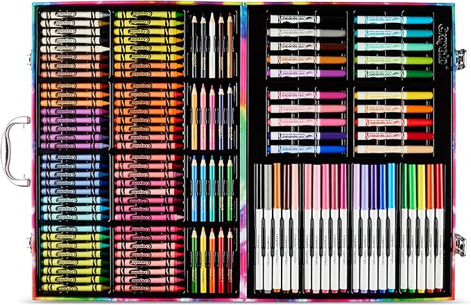 Crayola Inspiration Art Case Coloring Set - Tie-Dye (140ct), Art Supplies Set For Kids, Drawing Kit, Travel Gift for Girls & Boys, Ages 5+ [Amazon Exclusive]
