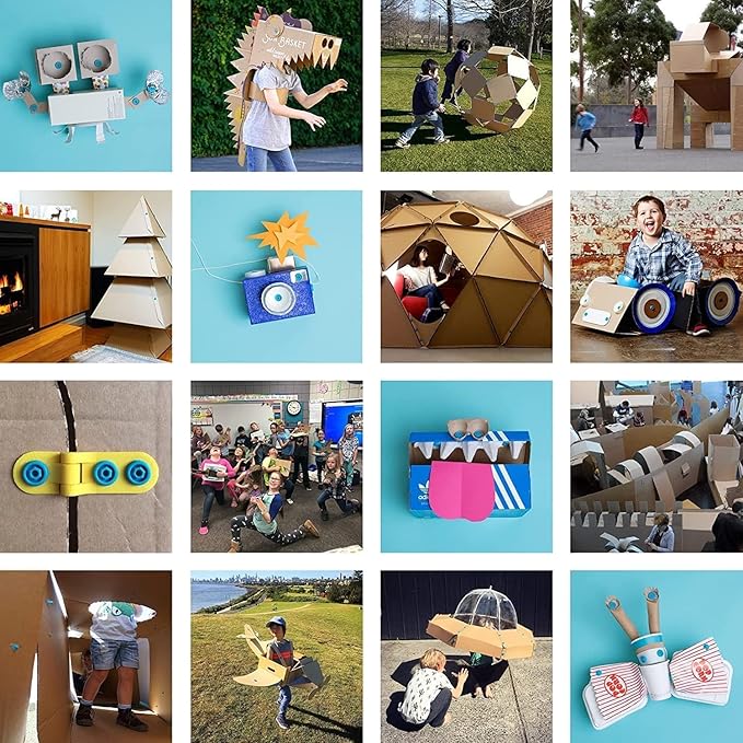 Makedo Create | Upcycled Cardboard Construction Tool Kit in Small Toolbox (260 Pieces) | STEM + STEAM Educational Toys for at Home Play + Classroom Learning | Reusable Tools for Boys and Girls Age 5+