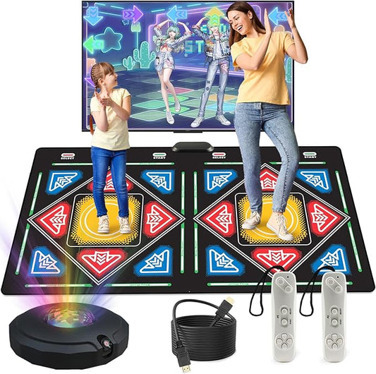 Dance Mat, Electronic Dance Mat for TV with HD Camera, Wireless Double User Dance Mat with Game Controller, Non-Slip Dance Pad for Kids Adults, Christmas Birthday Gifts for Girls Boys