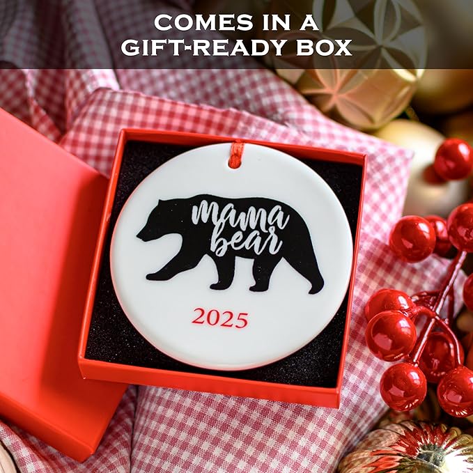 Mama Bear Christmas Ornament 3 Inch, Mama Bear Ornament, Polar Bear Christmas Ornament, Best Mom Christmas Tree Decor, Super Mommy Xmas Decor, Funny Momma Tree Decoration