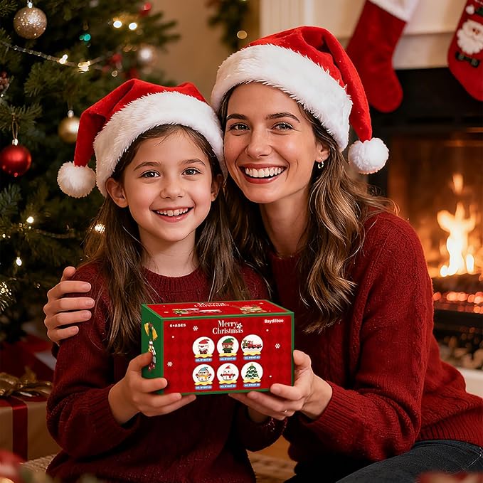 Mini Christmas Building Blocks Toy - 4 Pack Santa Claus Design Set, Holiday Crafts for Family, Kids, Boys & Girls, Ages 6+,DIY Christmas Stocking Stuffers Gifts,Xmas Newyear Birthday Gifts