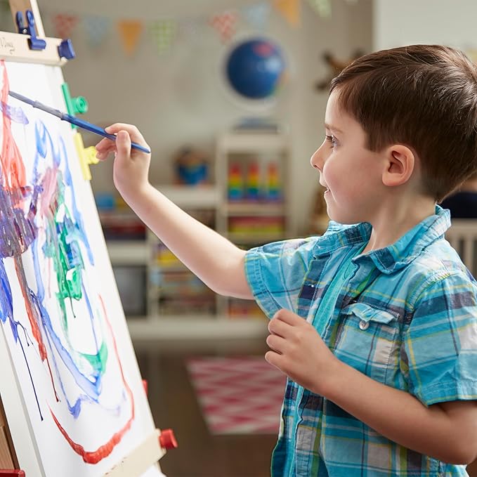 Melissa & Doug Easel Accessory Set - Paint, Cups, Brushes, Chalk, Paper, Dry-Erase Marker - FSC Certified