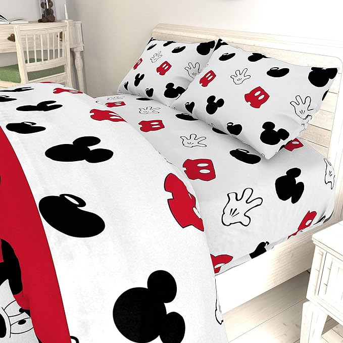 Jay Franco Disney Mickey Mouse Cute Faces 5 Piece Full Bed Set - Includes Comforter & Sheet Set - Super Soft Fade Resistant Polyester - (Official Disney Product)