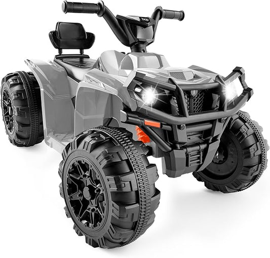 Best Choice Products 12V Kids Ride-On Electric ATV, 4-Wheeler Quad Car Toy w/Bluetooth Audio, 2.4mph Max Speed, Treaded Tires, LED Headlights, Radio - Gray