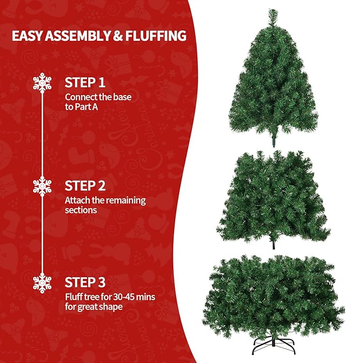7.5ft Artificial Christmas Tree w/400 Warm Lights Lights &8 Different Light Holiday Xmas Tree, Premium Hinged Spruce Xmas Tree w/1405 Branch Tips and Foldable Metal Stand for Home, Office, Party