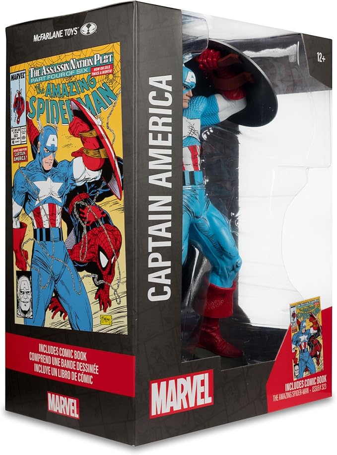 McFarlane Toys - Marvel Captain America 1:6th Scale Posed Figure with Scene & Comic (The Amazing Spider-Man #323)