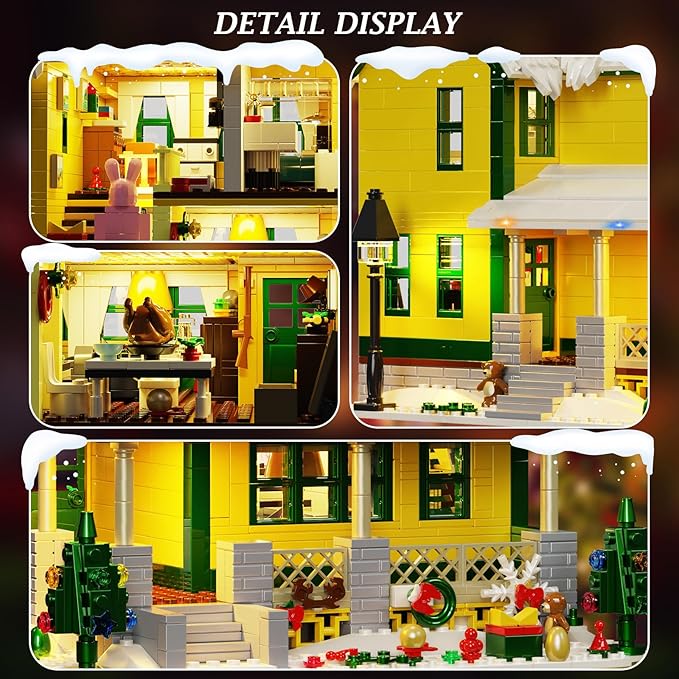 Christmas House Building Set with Light, Story Movie Snow House Blocks Toy, Compatible with Lego Christmas Village House Kit, Christmas for Boys Girls, Ages 8+ (1367 PCS)