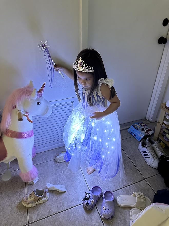 Girls Light Up Pricness Costume Kids Led Halloween Party Dress